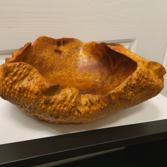 Hand-Carved Manzanita Burl Wood Bowl  Signed Sculptural Bowl 15" Approx. - Picture 11 of 14